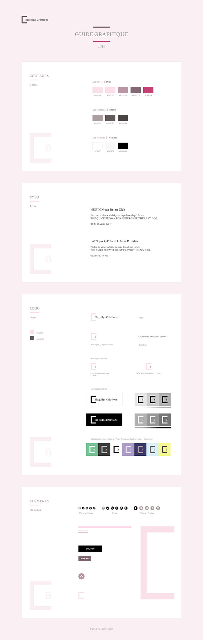 One page Bloguilys Créations - Guide Graphique