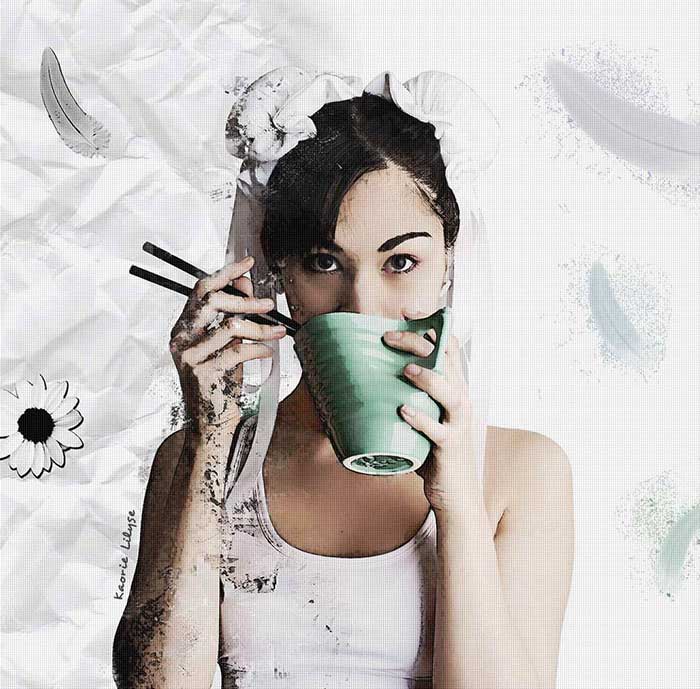 Chun Li, fleurs et plumes digitales - 2016